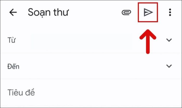 Nhấn vào biểu tượng tam giác để gửi thư