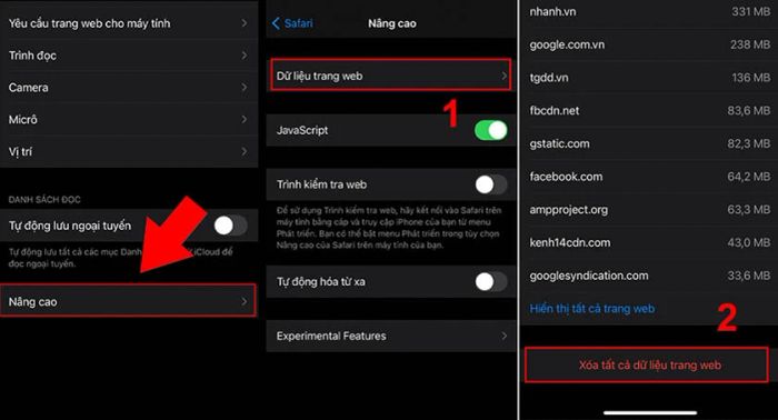 Xóa cookie, bộ nhớ đệm và dữ liệu Safari trên iPhone