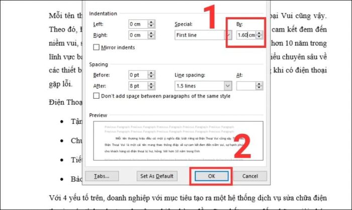 Cách điều chỉnh khoảng cách thụt đầu dòng trong Word 2010, 2016
