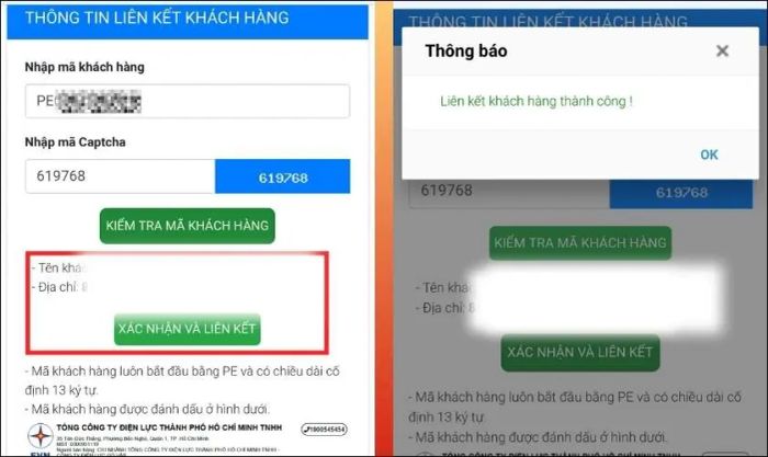 Nhấn Xác nhận và liên kết để hoàn thành quá trình