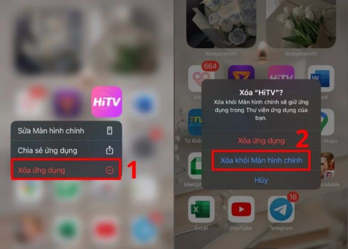 xóa ứng dụng khỏi màn hình