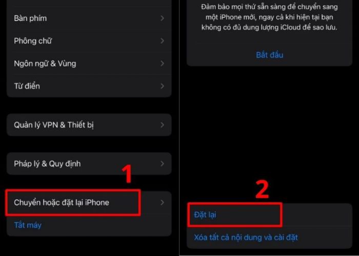 khôi phục cài đặt màn hình chính