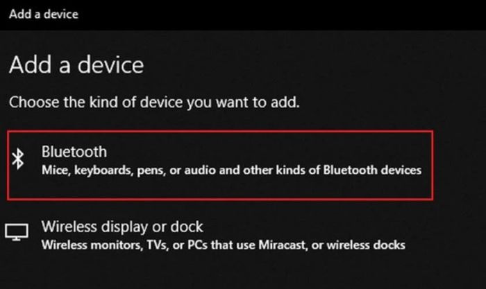 Nhấp vào mục Bluetooth và đợi máy tính tìm kiếm thiết bị