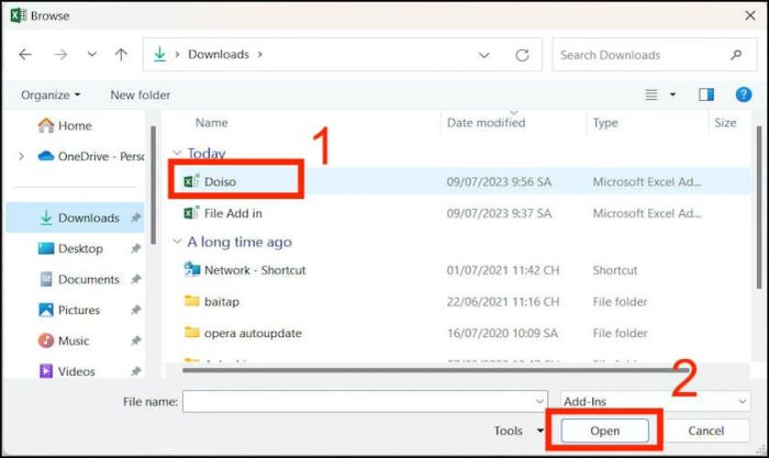 Chọn file Doiso và nhấn OK để xác nhận.
