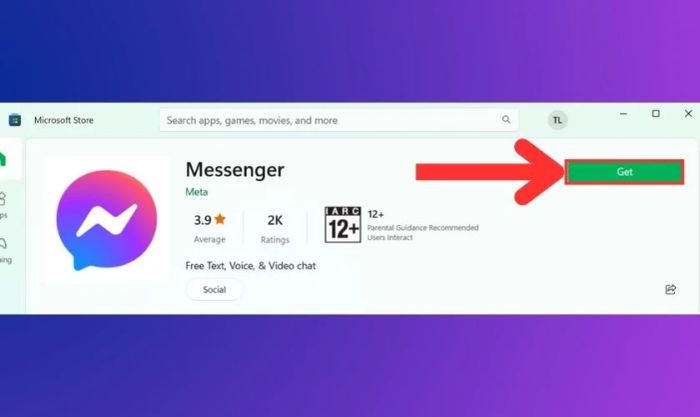Nhấn Get để tải và cài đặt Messenger