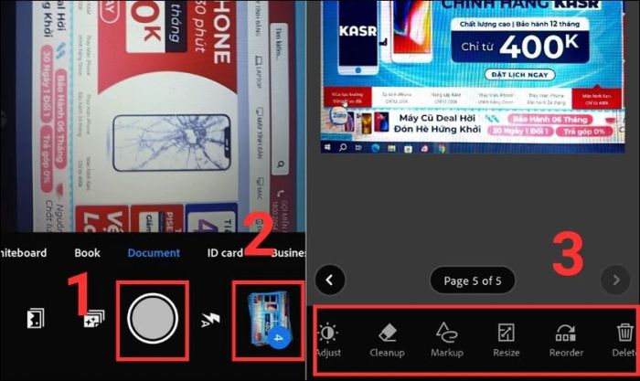 Chọn những hình ảnh bạn muốn chuyển đổi thành file PDF