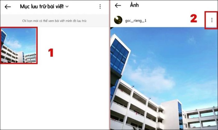 Chọn bài đăng và nhấn vào biểu tượng ba chấm
