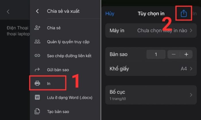 Chọn tùy chọn In và nhấn xuất file vào Tệp.
