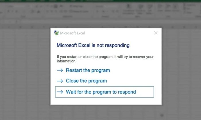 Những dấu hiệu nào cho thấy lỗi Not Responding trong Excel?