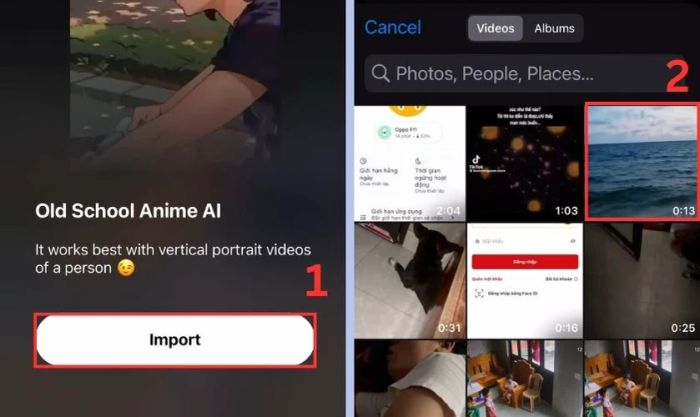Nhấn Import và chọn video bạn muốn chỉnh sửa