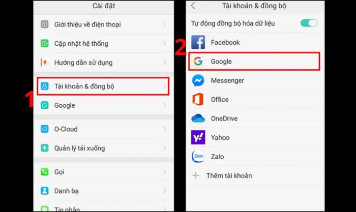Truy cập vào Cài đặt và chọn mục Tài khoản & đồng bộ