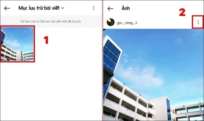 Chọn bài đăng cần xóa và nhấn vào biểu tượng ba chấm