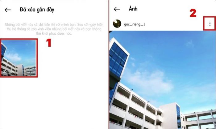 Chọn bài đăng và nhấn vào biểu tượng ba chấm