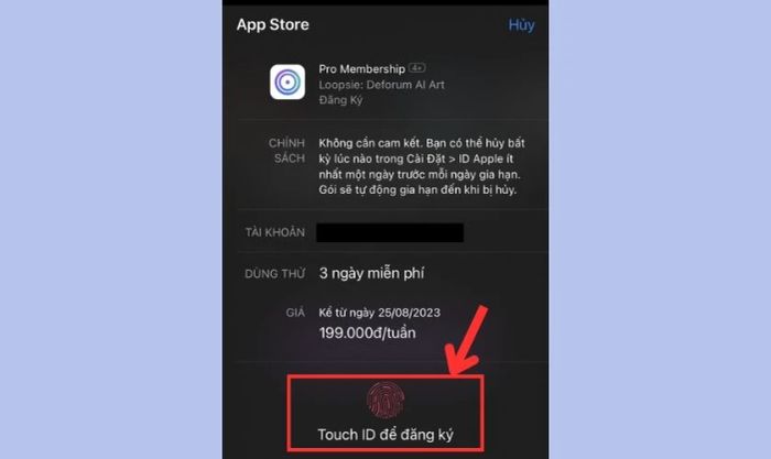 Nhập thông tin thanh toán trên App Store