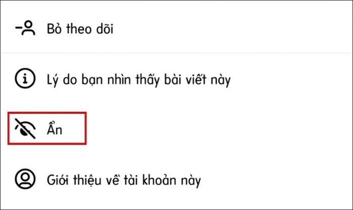 Nhấn chọn tùy chọn Ẩn