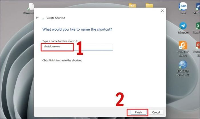 Nhập tên cho Shortcut đã tạo