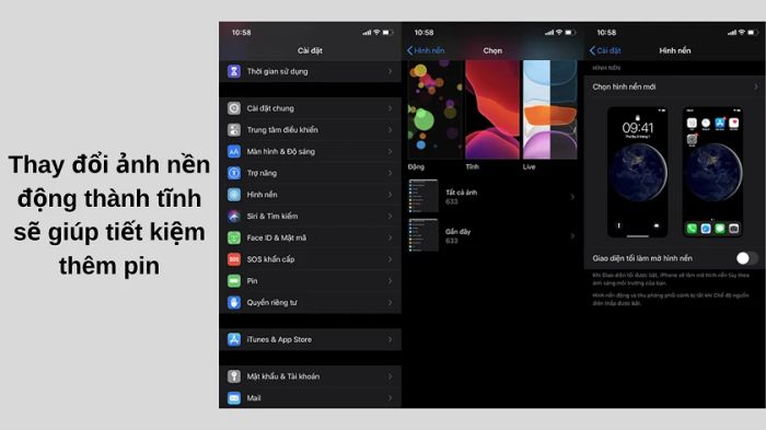 Sử dụng hình nền tĩnh - một trong những cách tiết kiệm pin cho iPhone hiệu quả