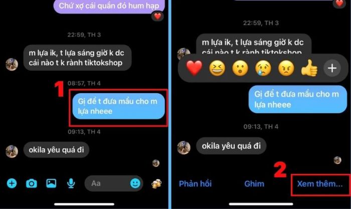 Nhấn và giữ tin nhắn bạn muốn thu hồi, sau đó chọn Xem thêm