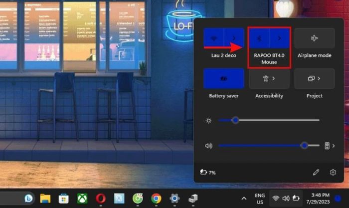 Nhấn vào biểu tượng Bluetooth để kích hoạt chế độ