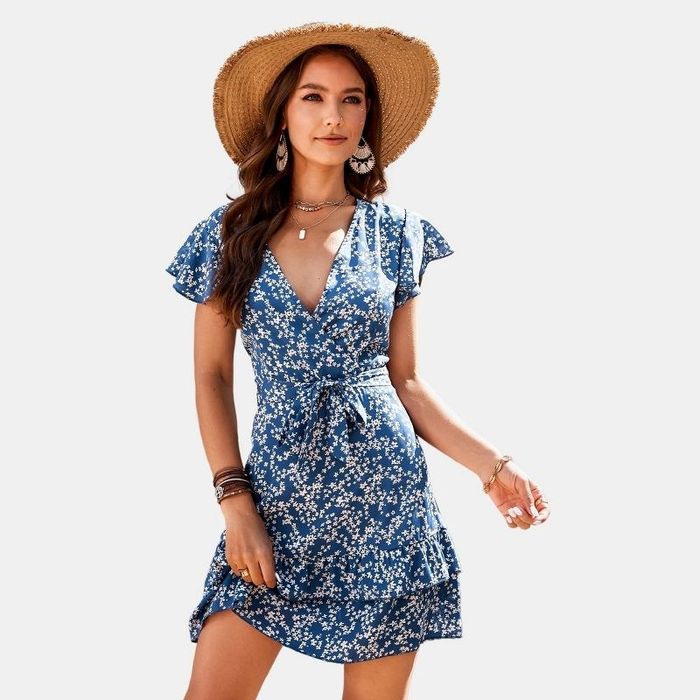 Model showcasing the dress