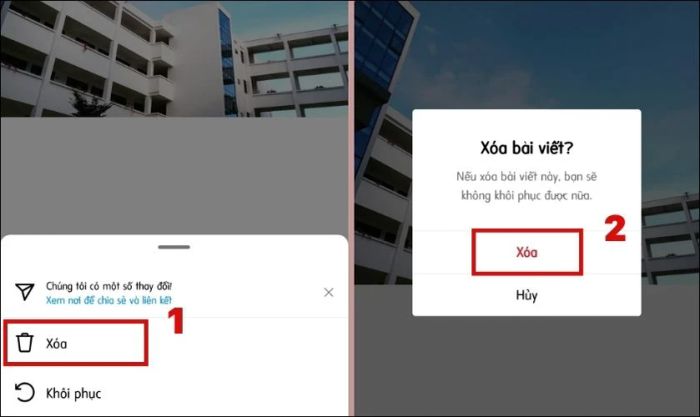 Nhấn vào Xoá vĩnh viễn bài đăng