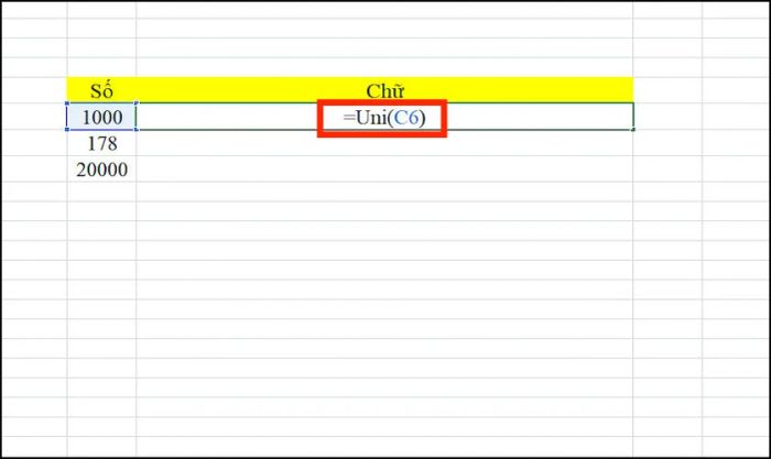 Sử dụng công thức để chuyển đổi số thành chữ trong Excel.