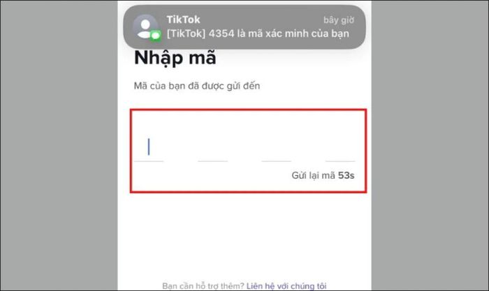 Nhập mã xác nhận vào ô Nhập mã