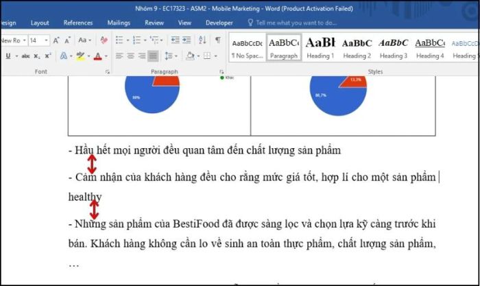 kết quả sau khi loại bỏ dòng trống 
