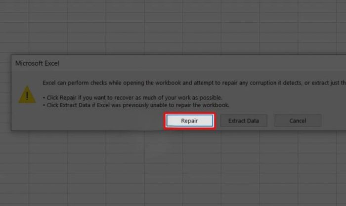 Lưu file Excel Not Responding thành một file mới