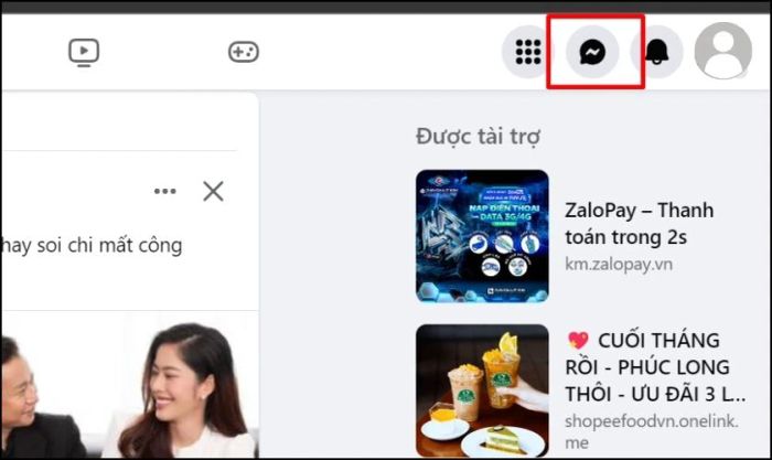 Nhấn vào biểu tượng Messenger