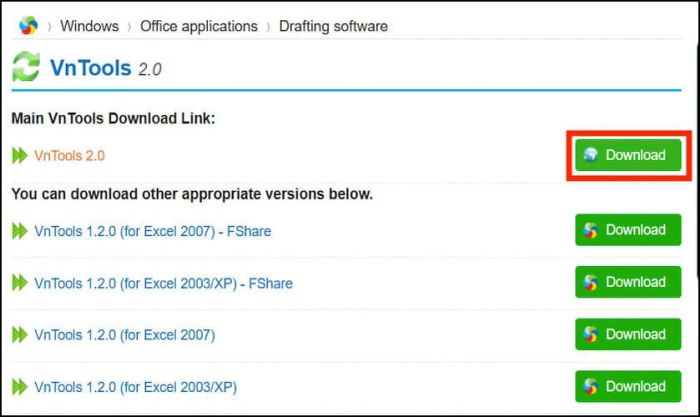 Tải file cài đặt Vntools về máy tính
