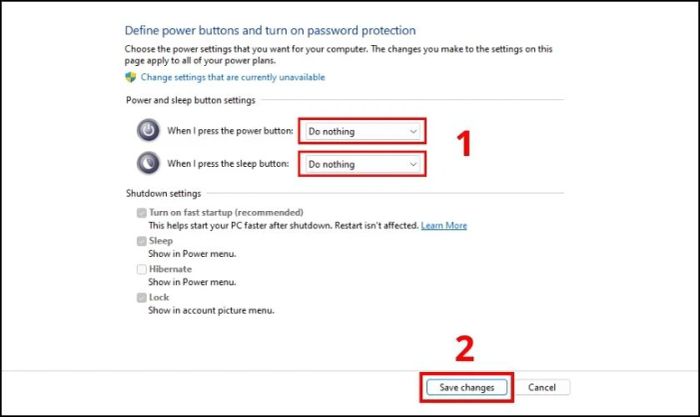 Nhấn chọn Save changes để hoàn thành