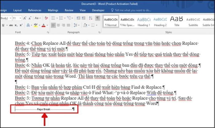 loại bỏ khoảng trắng bằng paragraph 