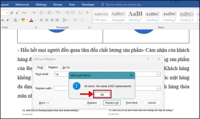 hoàn thành việc loại bỏ khoảng trống giữa các dòng
