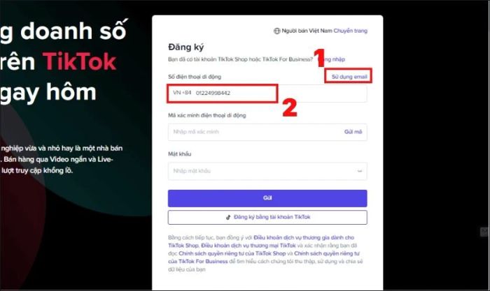 Hướng dẫn đăng nhập TikTok Shop trên máy tính