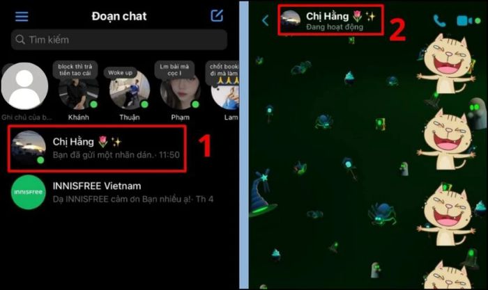 Trong cuộc trò chuyện, nhấn vào tên của người đó