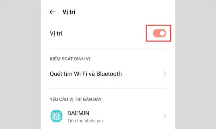 Kích hoạt tính năng Vị trí trên điện thoại