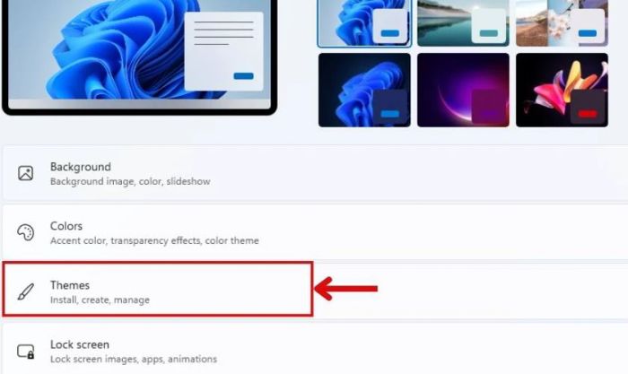 Tiếp theo, chọn Themes