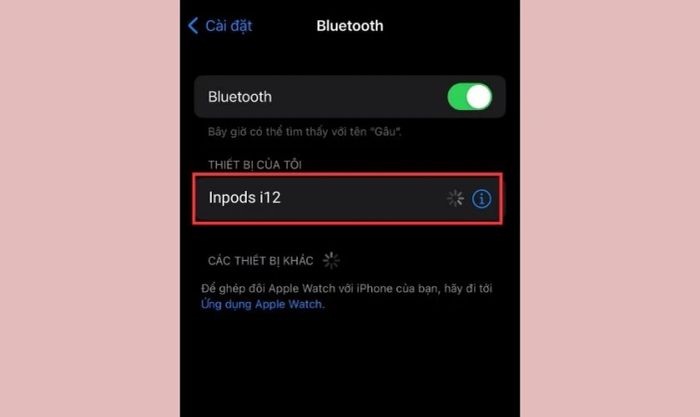 Chọn tên tai nghe để kết nối với điện thoại