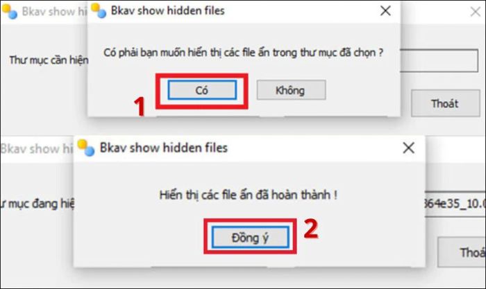 Chọn các tệp cần hiển thị và nhấn OK