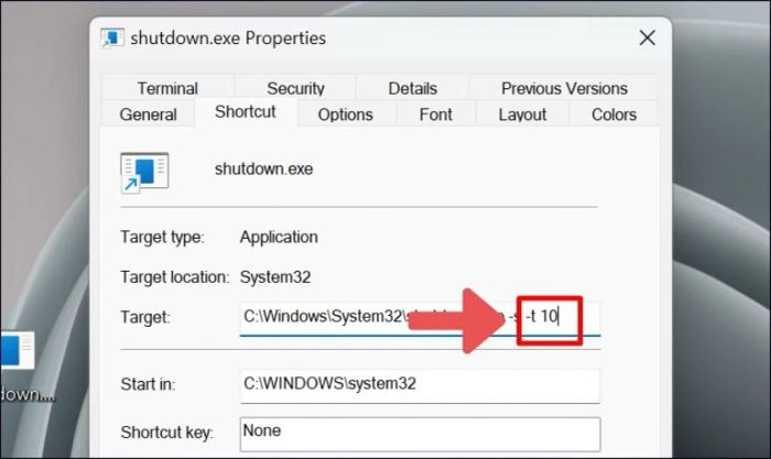Chỉnh sửa Shortcut vừa tạo