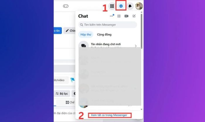 Đăng nhập Facebook và chọn Xem tất cả trong Messenger