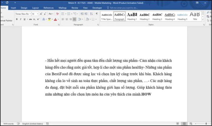 kết quả cuối cùng sau khi loại bỏ toàn bộ khoảng trống giữa các dòng