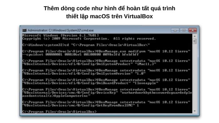 Nhập từng dòng code như trên vào Command Prompt (cmd)