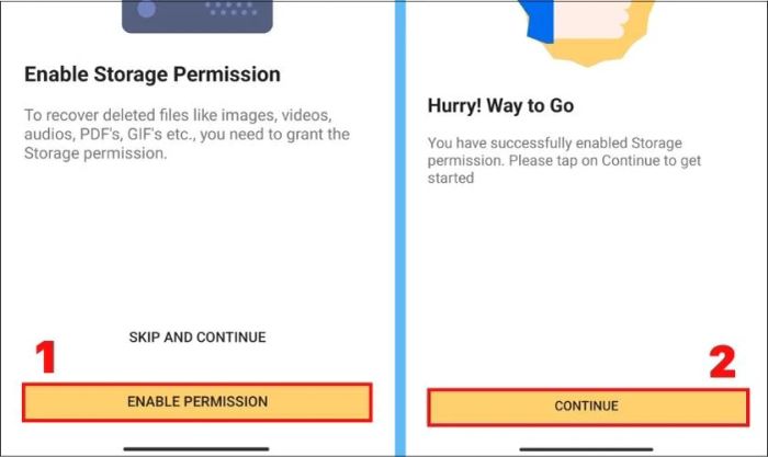 Nhấn vào nút ENABLE PERMISSION để cấp quyền
