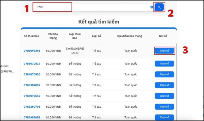 Đặt mua sim 0705 trực tuyến trên Website MobiFone