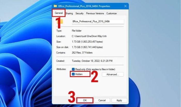 Ẩn ứng dụng trên máy tính bằng cách chọn Hidden