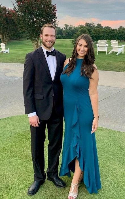 another reviewer showcasing the same dress in teal