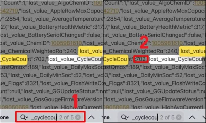 Tìm dòng Last_value_CycleCount và xem con số hiển thị bên cạnh.