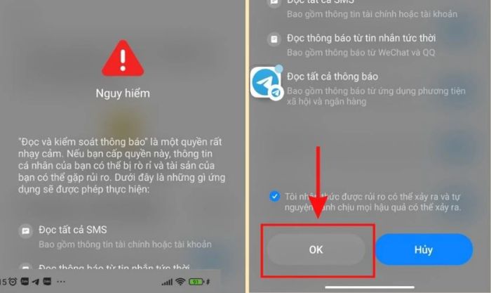 Giao diện thông báo cảnh báo